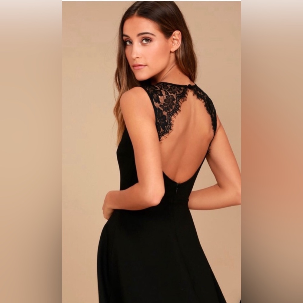 Need You Close Black Lace Backless Skater Dress NWT lulus little black dress xs